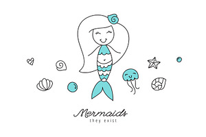 Mermaids, pattern and card