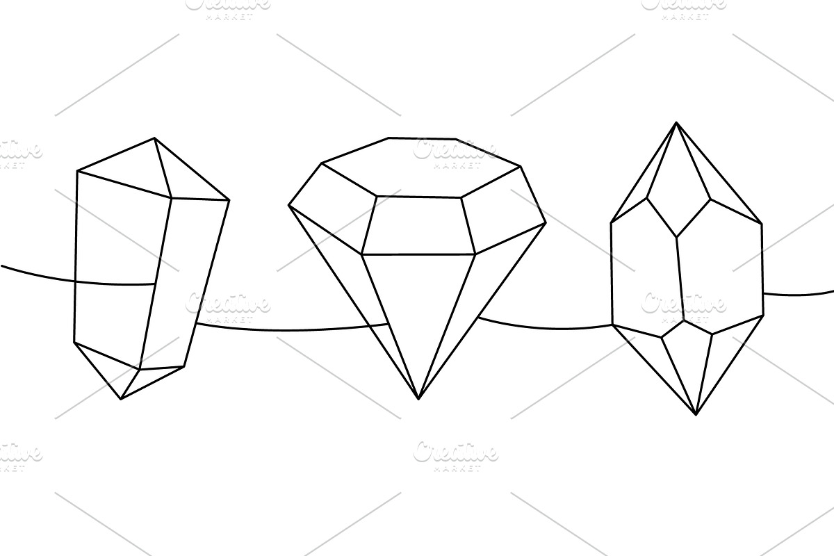 Magic mineral crystals one line, an Object Illustration by GraphiShop