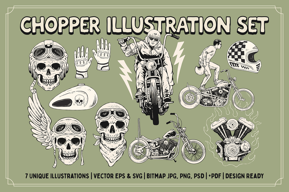 Chopper Illustration Set, an Object Graphic by Bromz Studio (Photo 1 of 6)