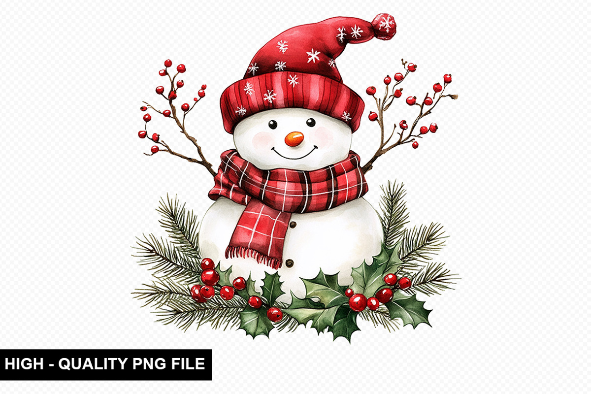 Christmas Snowman Clipart Bundle, an Illustration by crative8112 (Photo 4 of 9)