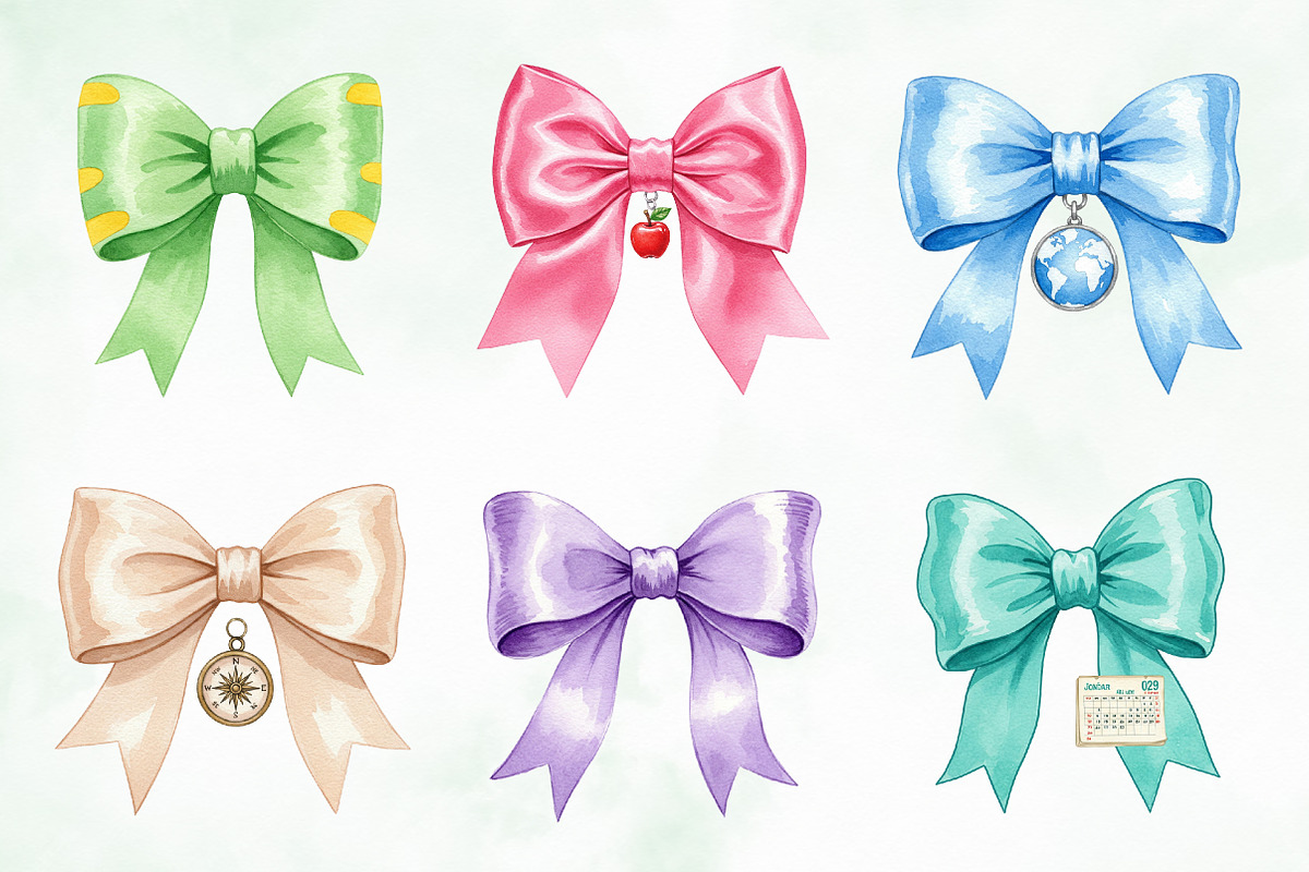 Teacher Coquette Bow Clipart Set, an Illustration by Creative Art (Photo 2 of 9)