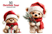Teddy Bear Christmas Clipart, a Transportation Illustration by SinaCreation (Thumbnail 1 of 7)