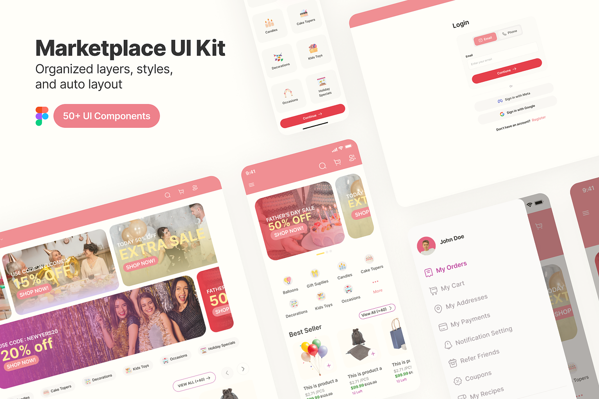 Marketplace UI Kit - Figma Template, an UI Kit Template by herruadi (Photo 4 of 5)