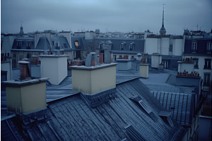 Roofs City View At Night. Generate