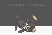 Easter Black Bunny Clipart Set, a Seasonal Illustration by Pati Paints (Thumbnail 5 of 9)