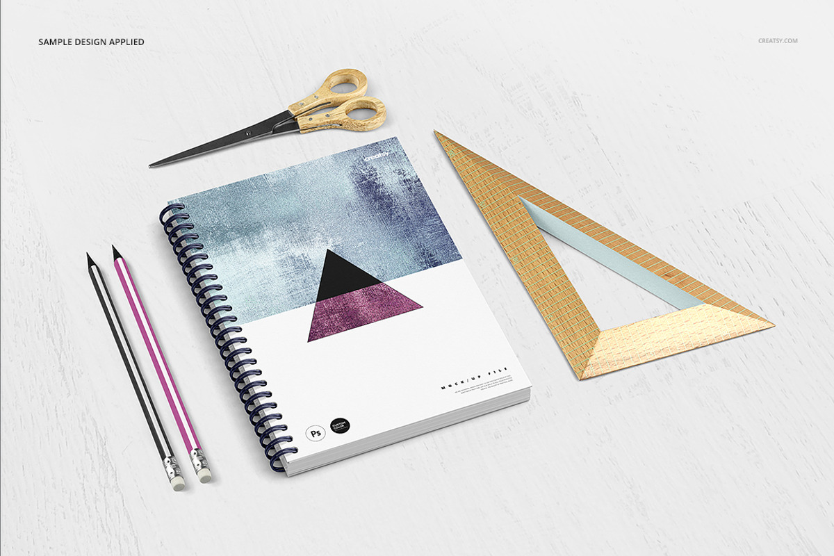 Notebook Mockup Set (3D version), a Print Template by creatsy2