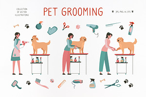 Dog grooming. Pet care