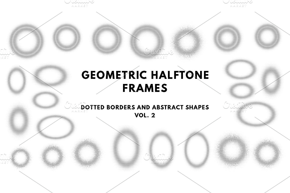 Geometric Halftone Frames Vol. 2, an Object Graphic by sivVector (Photo 1 of 4)