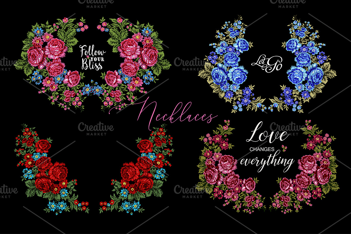 Vector embroidered roses, an Illustration by StabuLaRasa illustration (Photo 5 of 8)