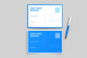 Two Postcard Mockup Set with Pen, a Product Mockup by graphypix
