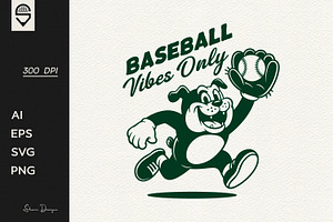 Funny Dog Mascot — Catching Baseball, a Sport Illustration by shaondesigns