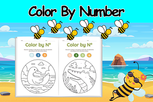 Color By Number Summer- Summer Craft, a Templates & Theme by Premium Digital Templates