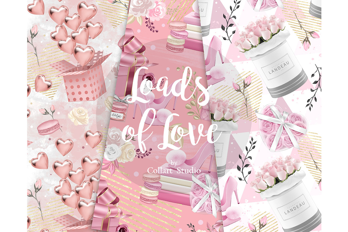 Love digital paper, Valentine's Day, a Pattern Graphic by Collart Studio (Photo 3 of 9)