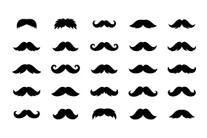 Vintage moustache silhouettes, an Illustration by GraphiShop