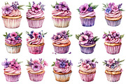 Spring Floral Cupcake Clipart, an Illustration by OK Design (Thumbnail 3 of 6)