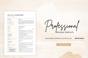 Canva Resume Template, CV Letter