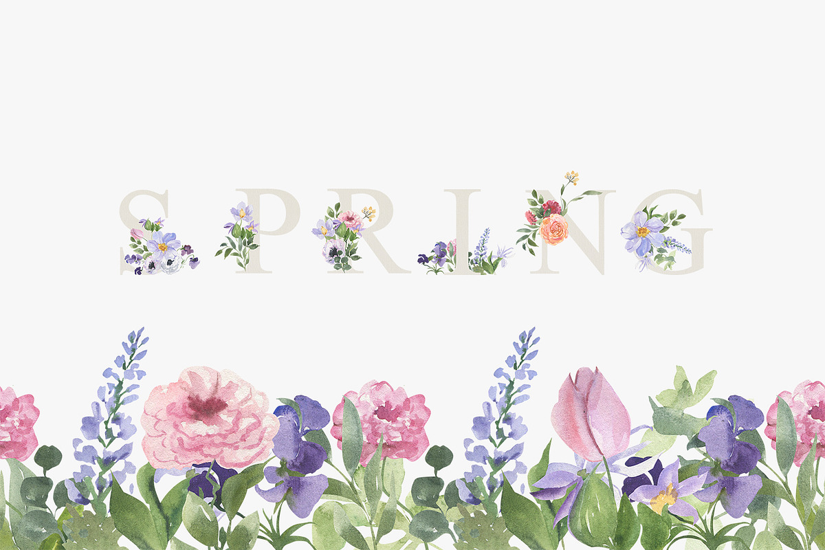 Spring bouquet watercolor clipart, a Decorative Illustration by Love Watercolor Store (Photo 9 of 9)