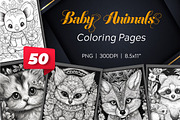 50 Baby Animals Coloring Pages, a Marketing Template by Blue Digital Studio (Thumbnail 1 of 3)