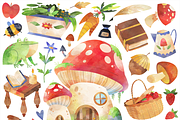Watercolor Mushroom Cottage Clipart, an Animal Illustration by DigitalArtsi (Thumbnail 4 of 4)