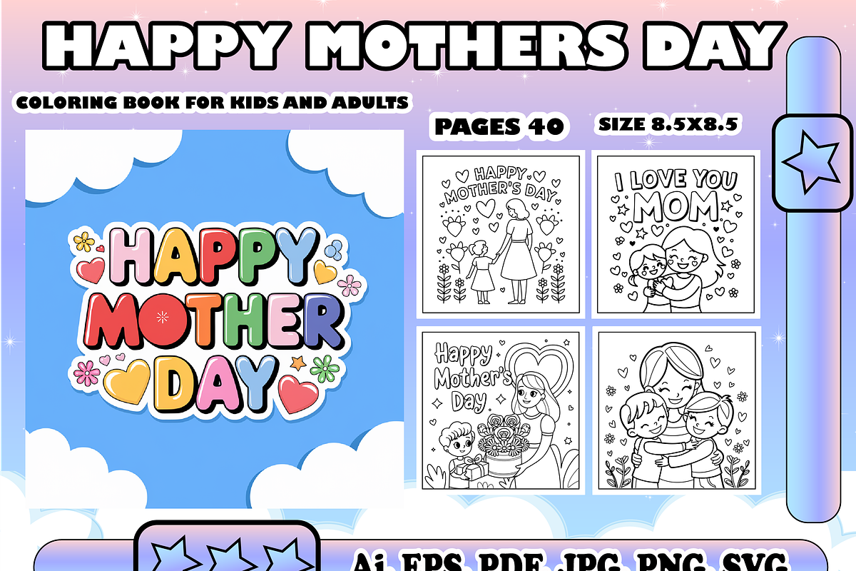 Happy Mothers Day Coloring Book, a Seasonal Illustration by Design Zone (Photo 1 of 5)