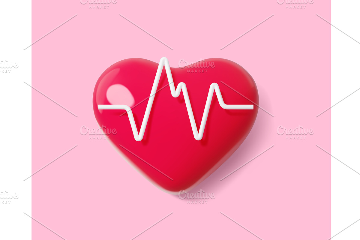 3d heart pressure icon, heartbeat, a Healthcare Illustration by Buch&Bee