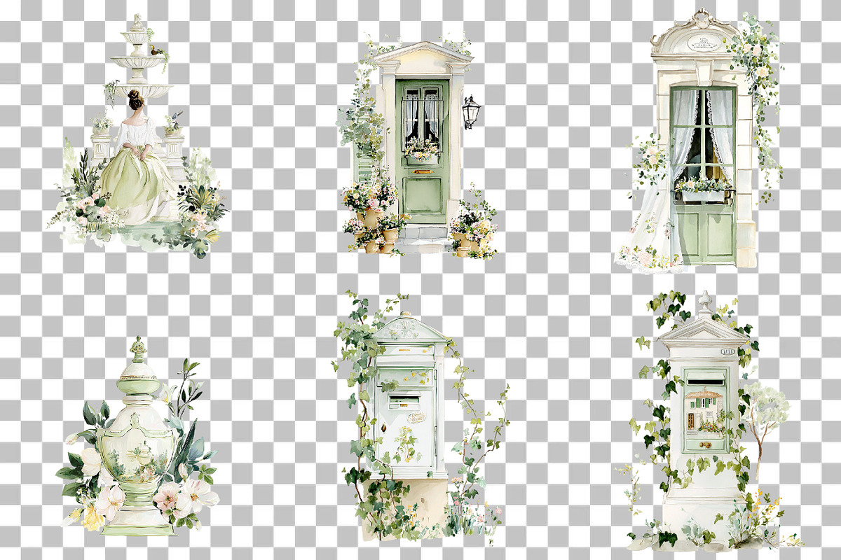 French Chateau Watercolor Clipart, an Illustration by DreamCafeArt (Photo 3 of 5)