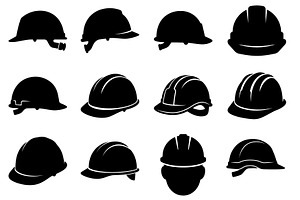 Safety Helmet Silhouette Bundle, a Work Illustration by balal
