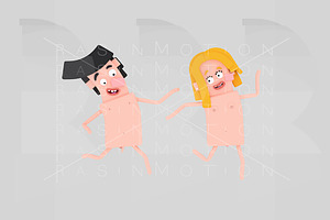 Nude couple running