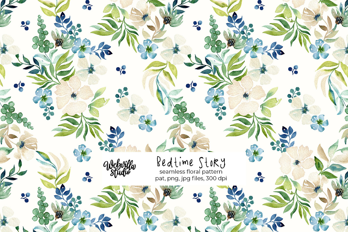 Bedtime Story Watercolor Pattern, a Pattern Graphic by Webvilla Studio (Photo 1 of 6)