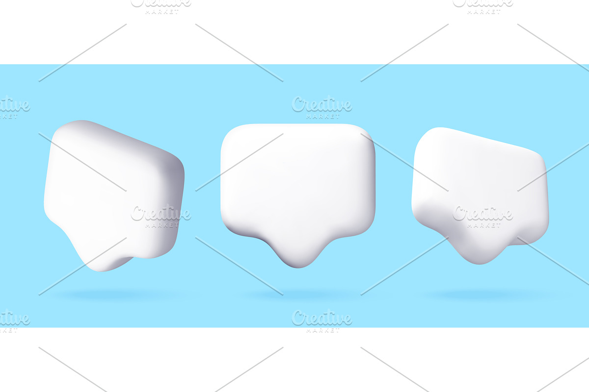 Three white 3D message bubbles, a Technology Illustration by Abscent