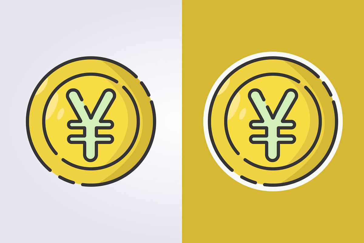 colored outline Yuan coin icon logo, a Branding & Logo Template by Lodzrov (Photo 2 of 2)