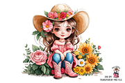 Cowgirl with Sunflowers PNG Clipart, a Graphic by Clipart Bloom (Thumbnail 5 of 13)