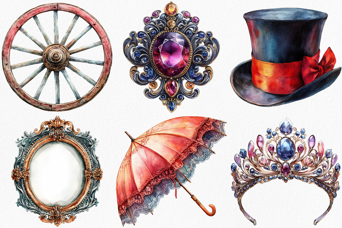 Watercolor Victorian Clipart Bundle, an Illustration by Canvas Craft (Photo 4 of 8)
