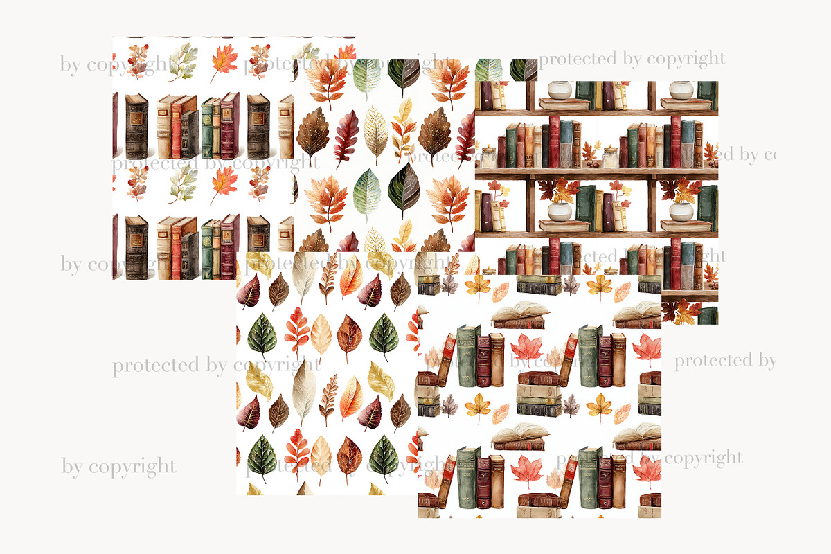 Autumn Reading Seamless Patterns, a Pattern Graphic by GlamArtZhanna (Photo 3 of 4)