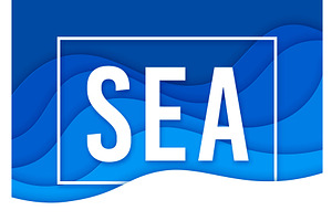 Papercut sea waves banner, a Decorative Illustration by Vector Tradition