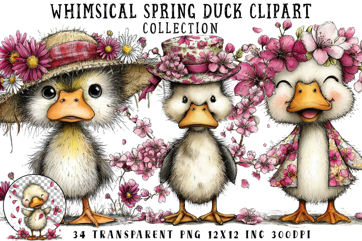 Whimsical Spring Duck Clipart, an Illustration by OK Design (Photo 1 of 6)