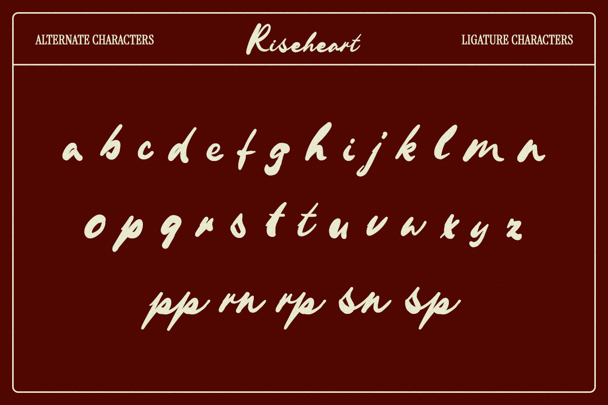 Riseheart – Handwritten Script Font, a Handwritten Font by Unicode Studio (Photo 10 of 10)