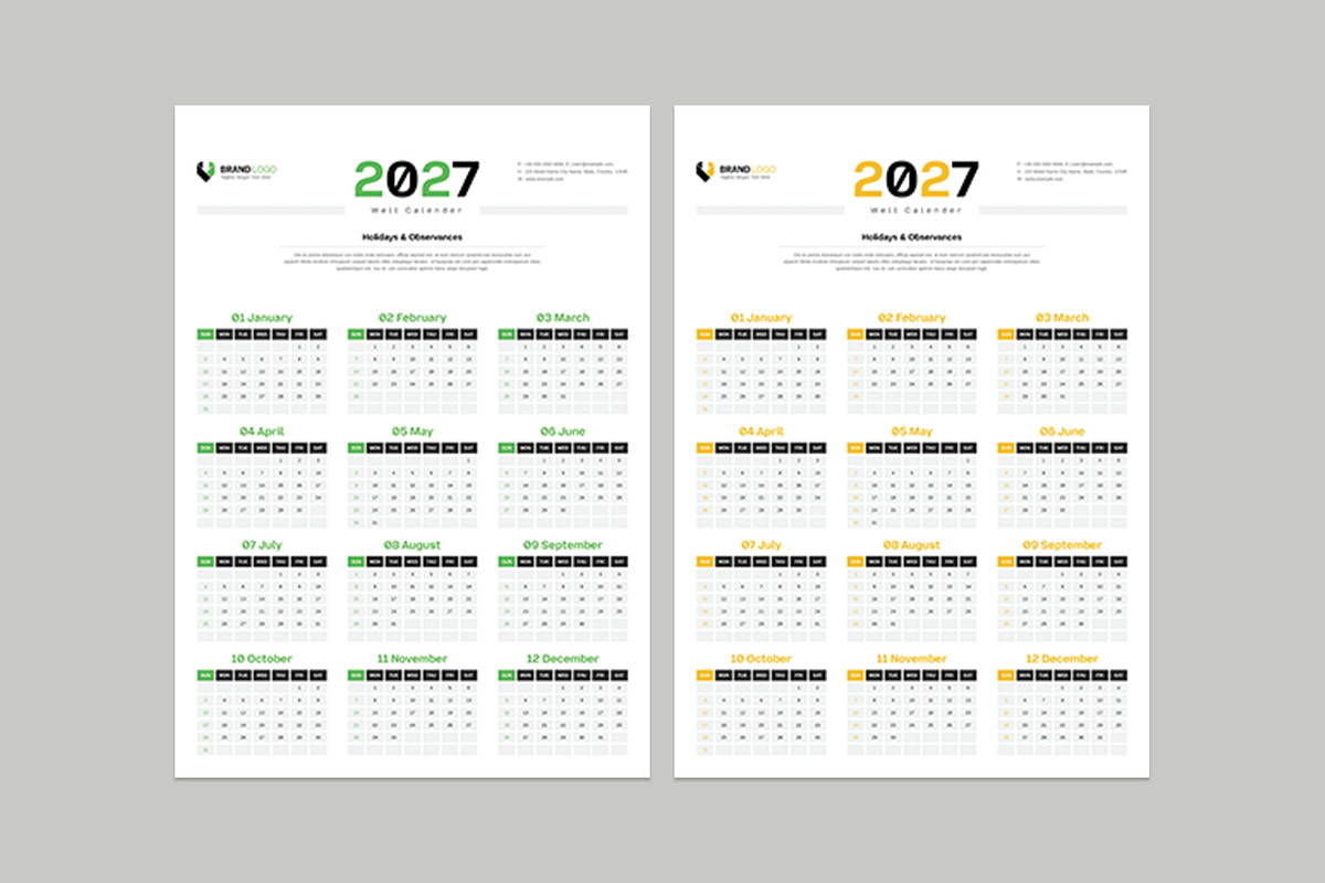 Wall Calendar 2027, a Stationery Template by Cleffon_Graphic_Studio (Photo 3 of 3)