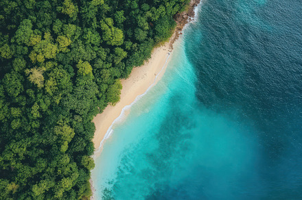 View of turquoise waters meeting san, a Photo by Iftikhar Alam
