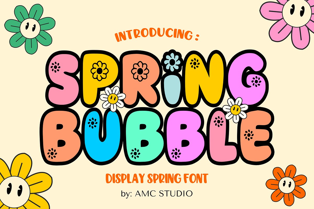 Spring Bubble - Bubble Font Types, a Font by KiddoGlyphs Studio (Photo 1 of 3)