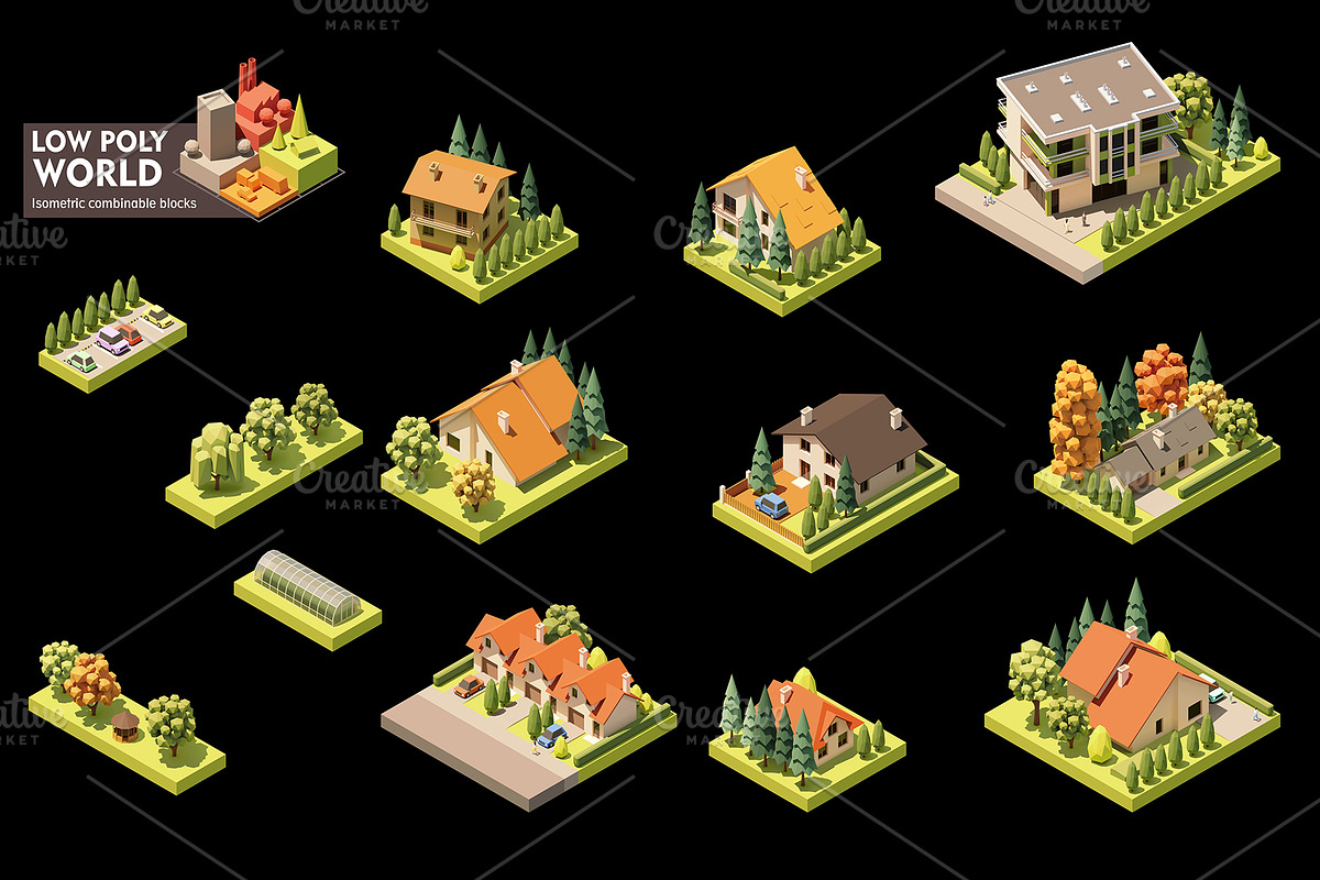 Vector isometric world map elements, an Object Illustration by tele52 (Photo 30 of 39)