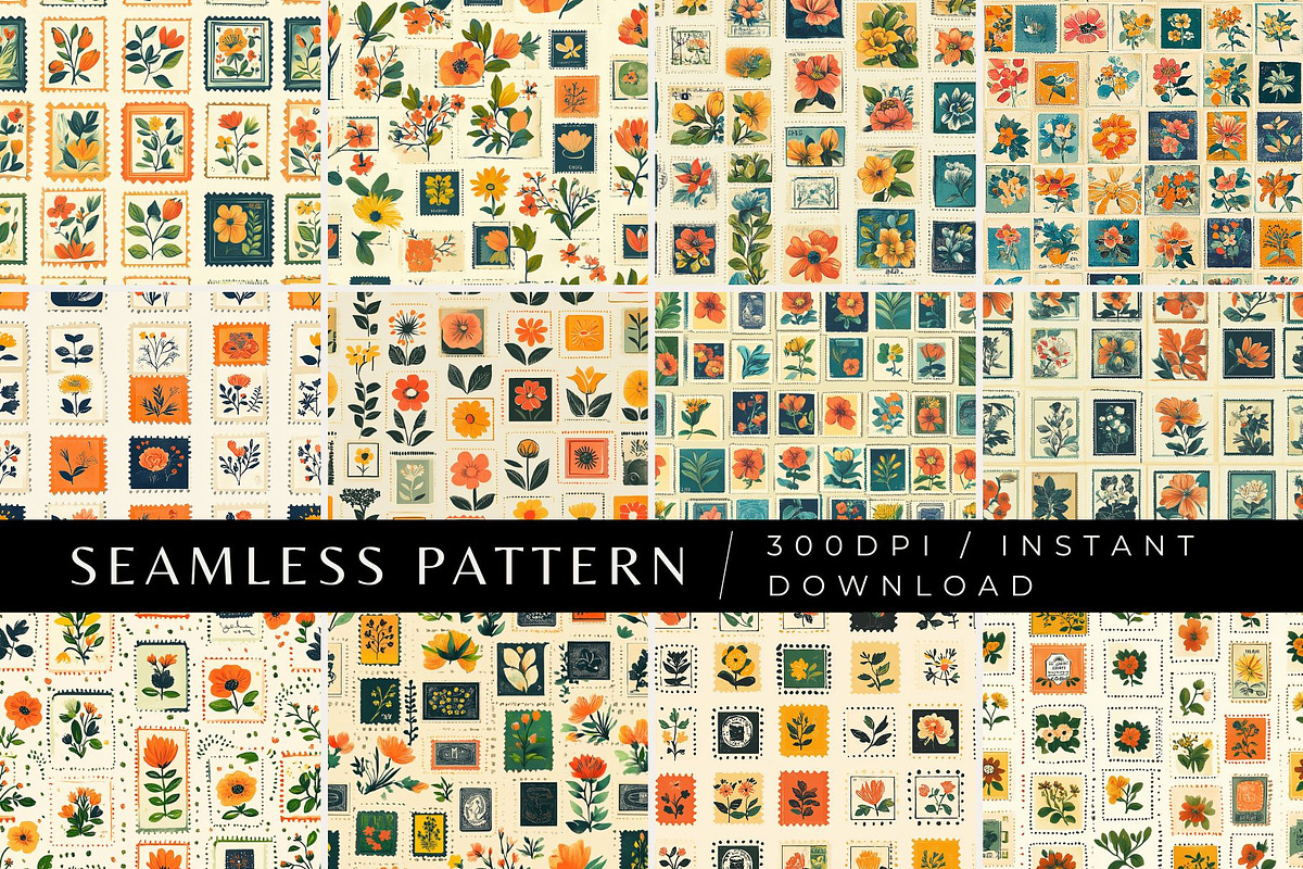 12 Cheery Floral Stamps Patterns, a Pattern Graphic by Inknfolly (Photo 1 of 7)