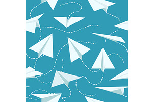 White paper planes seamless pattern, a Transportation Illustration by YummyBuum