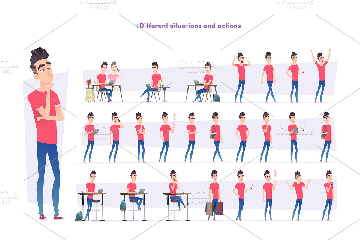 %SALE% -Cheerful Guy Creation Kit, an Object Graphic by VectorVision (Photo 2 of 9)