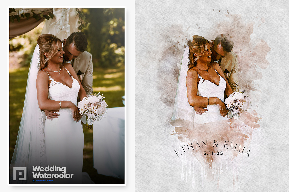 Wedding Watercolor Art Photo Effect, an Action Add-On by Shovajit (Photo 5 of 9)