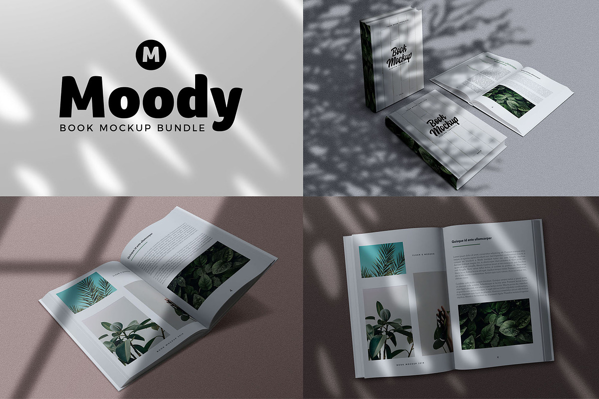 Moody Book Mockup Collection, a Print Template by AndrewPixel (Photo 1 of 11)