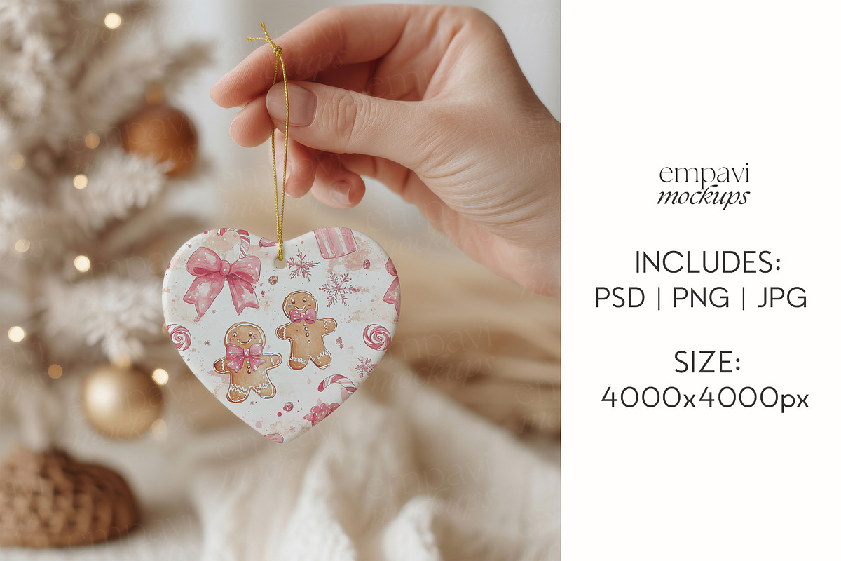 Ceramic Heart Ornament Mockup, a Merchandise Mockup by EmpaviMockups (Photo 7 of 8)