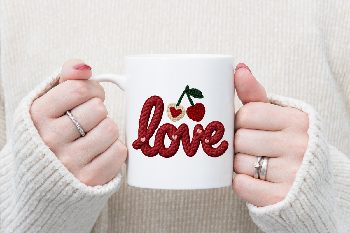 Faux Yarn LOVE Cherry Valentine PNG, an Illustration by designcity5 (Photo 7 of 8)