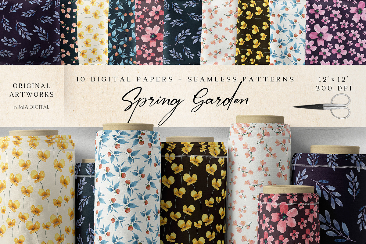 Ditsy Flowers Digital Paper, a Pattern Graphic by Mia Digital (Photo 1 of 6)