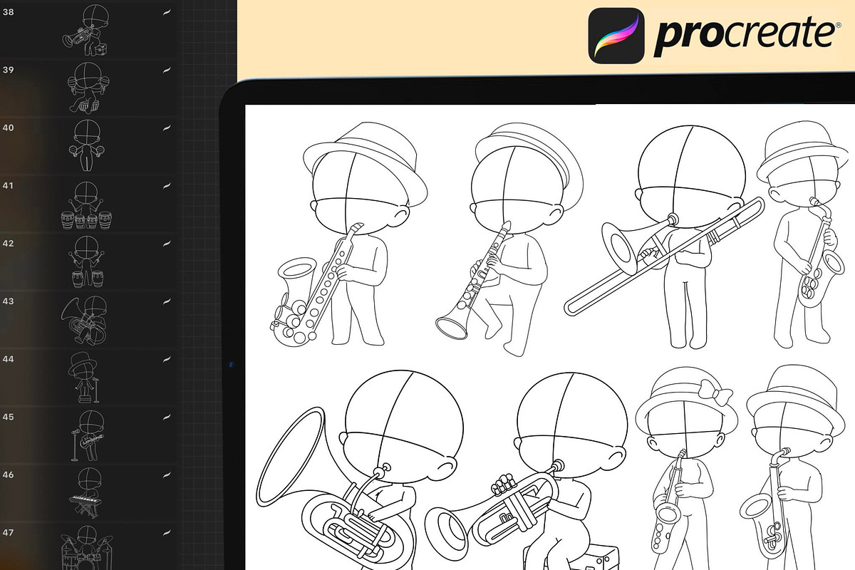 Procreate Chibi musician Stamps preview 2